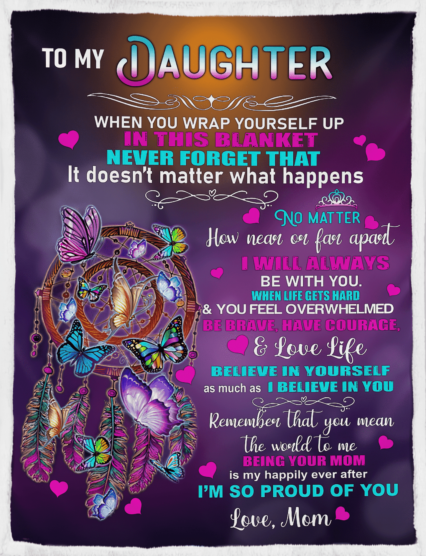 To My Daughter Butterfly Blanket