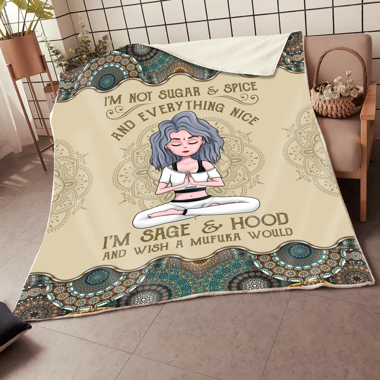 Wish A Mufuka Would - Personalized Blanket - Birthday Gift For Yoga Lover