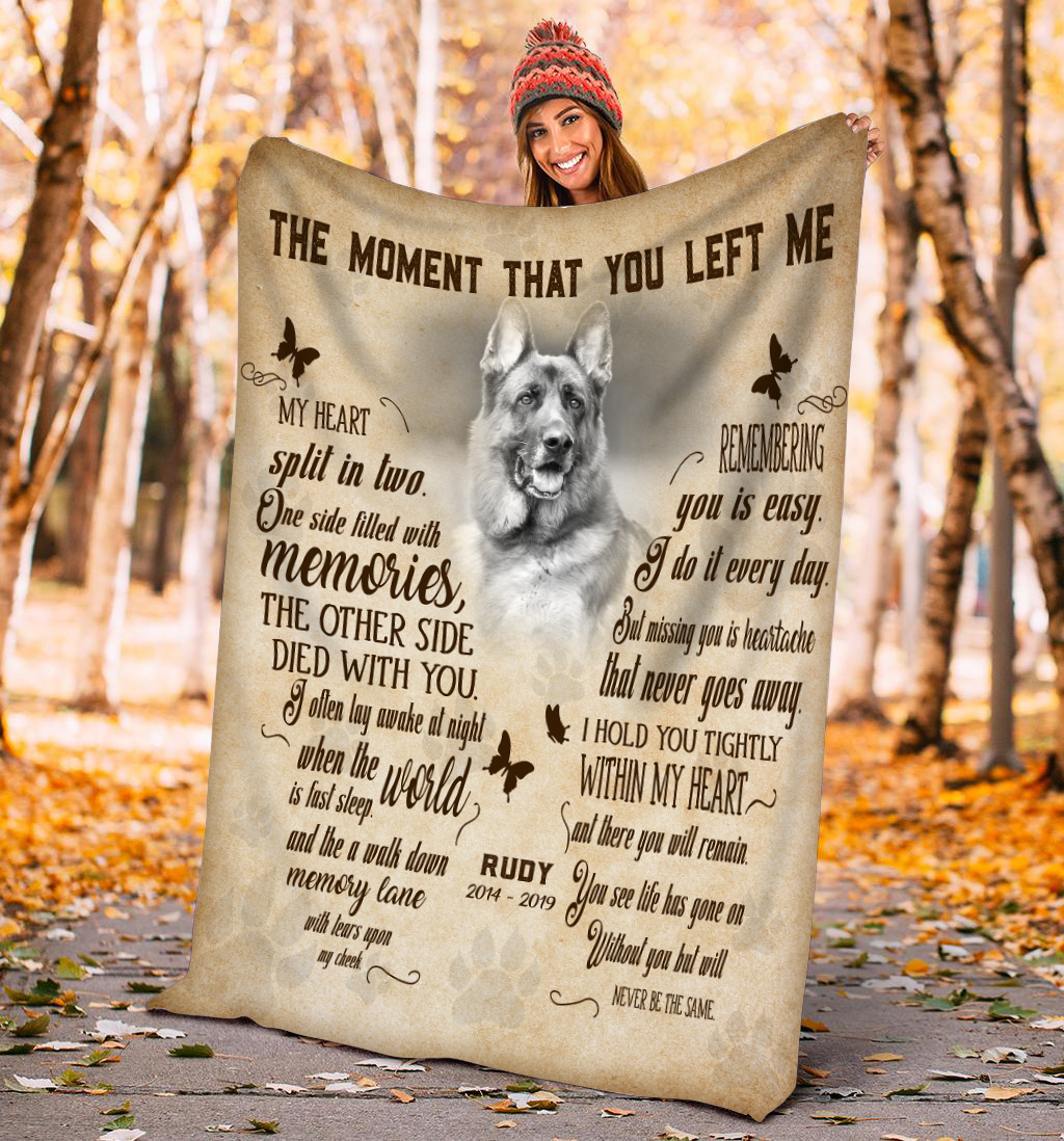 The Moment That You Left Me My Heart Split In Two Customized Pet Photo Blanket Memorial Gift