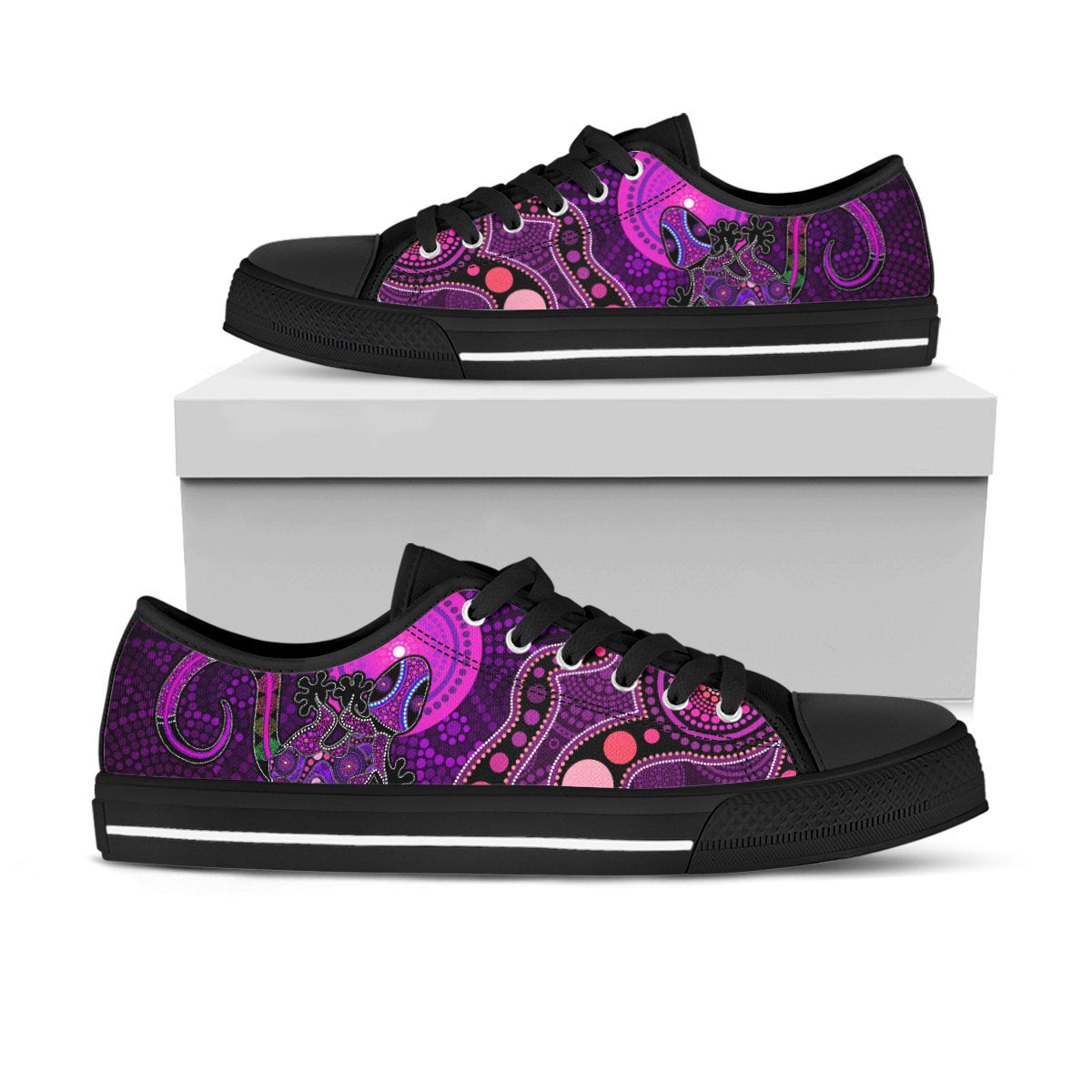 Aboriginal shoes Indigenous Purple The Lizard and The Sun Low Top Shoes