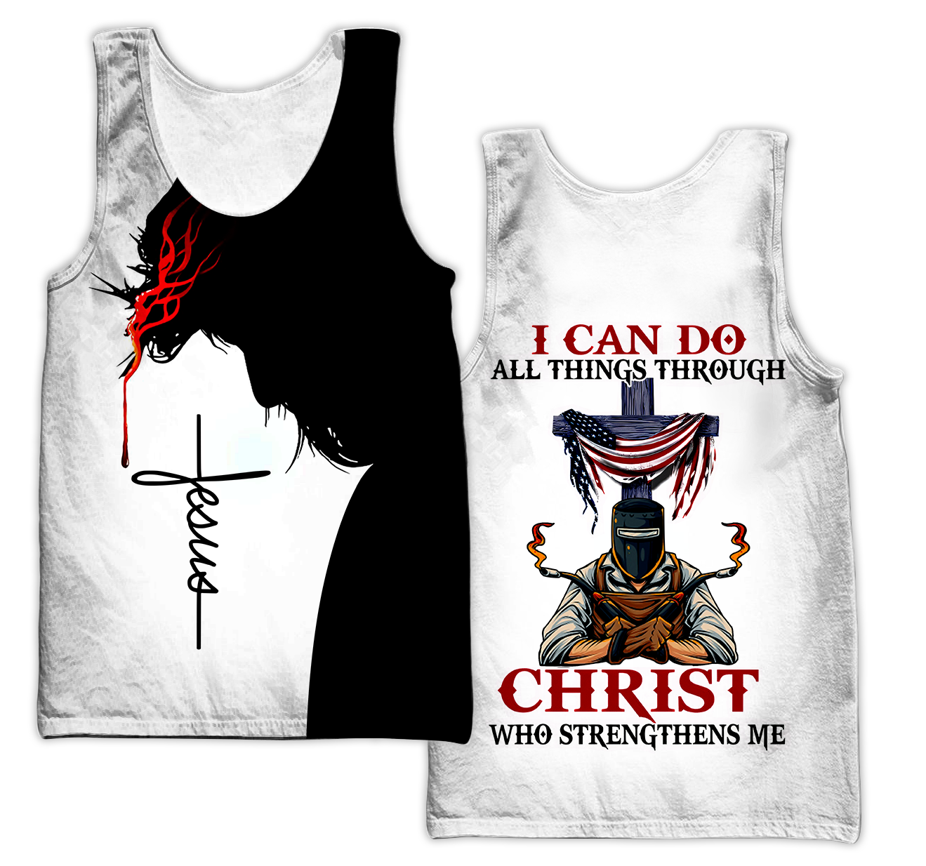 Unisex 3D All Over Printed Jesus Welder Shirts MEI
