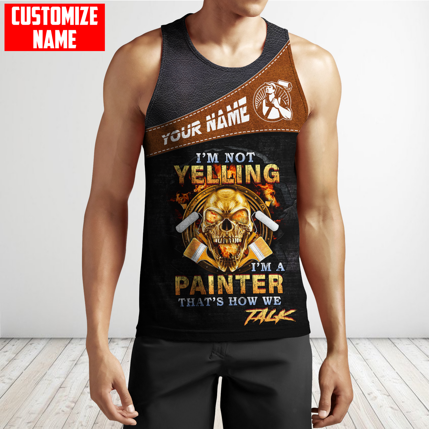 Tmarc Tee Personalized Name Painter 3D All Over Printed Unisex Shirts Leather Texture Ver 3