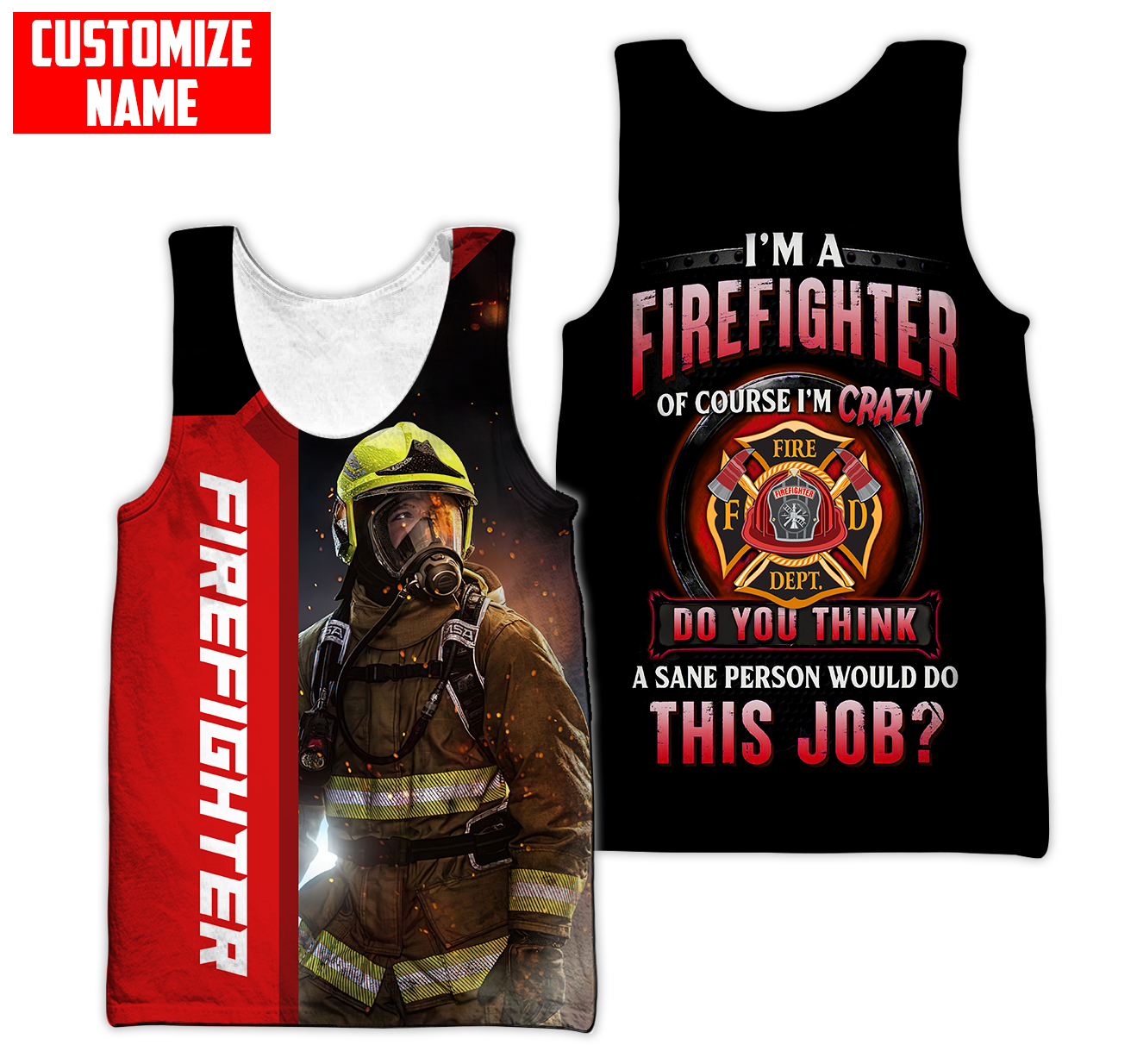 Customize Name Firefighter 3D All Over Printed Unisex Shirts