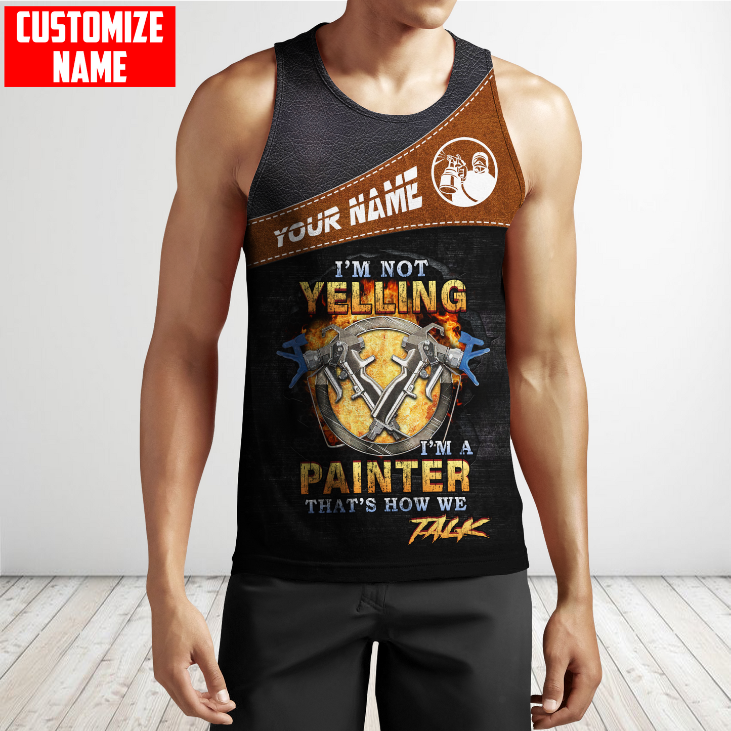 Tmarc Tee Personalized Name Painter 3D All Over Printed Unisex Shirts Leather Texture Ver 2