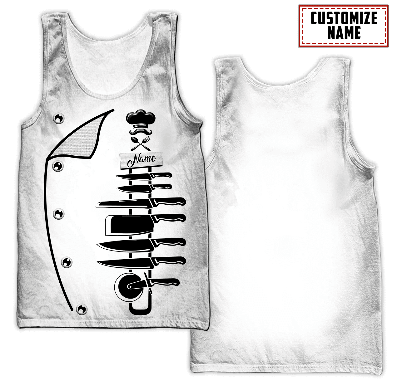 Summer Collection- Customized Name Chef 3D All Over Printed Unisex Shirts