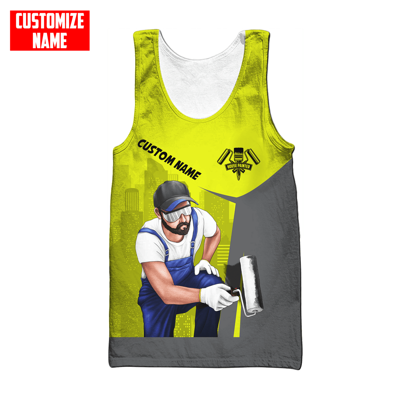 Tmarc Tee Personalized Name Painter 3D All Over Printed Unisex Shirts Yellow Neon