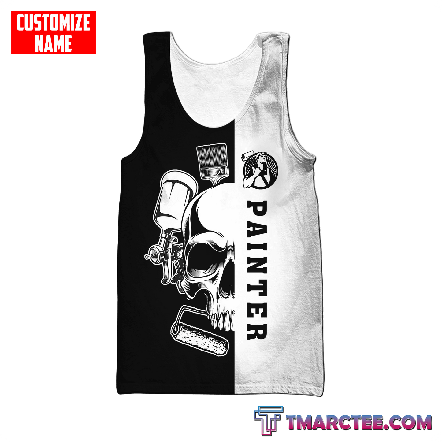 Tmarc Tee Personalized Name Painter 3D All Over Printed Unisex Shirts Skull