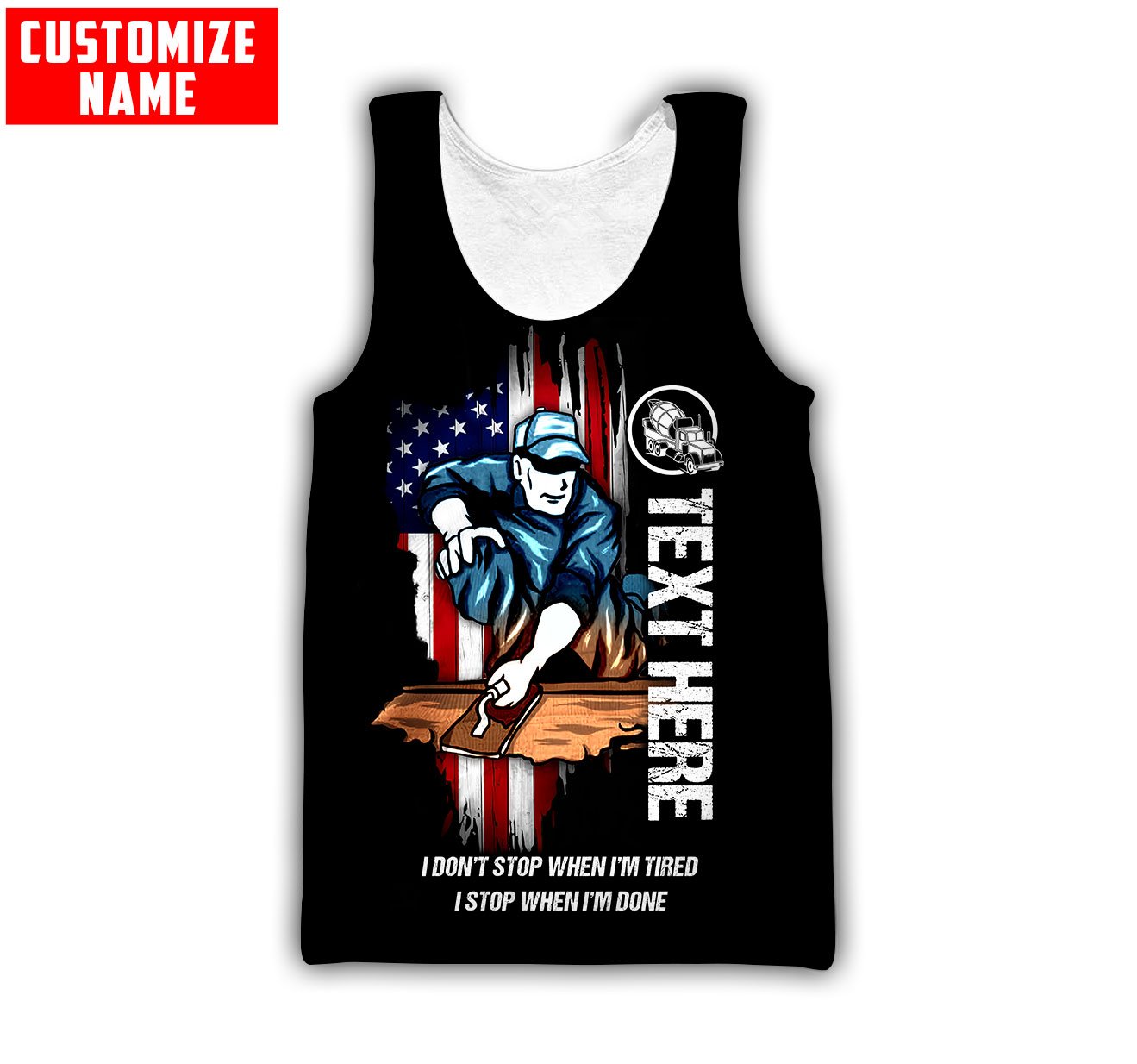 US Concrete Finisher Custom name 3D printed shirts