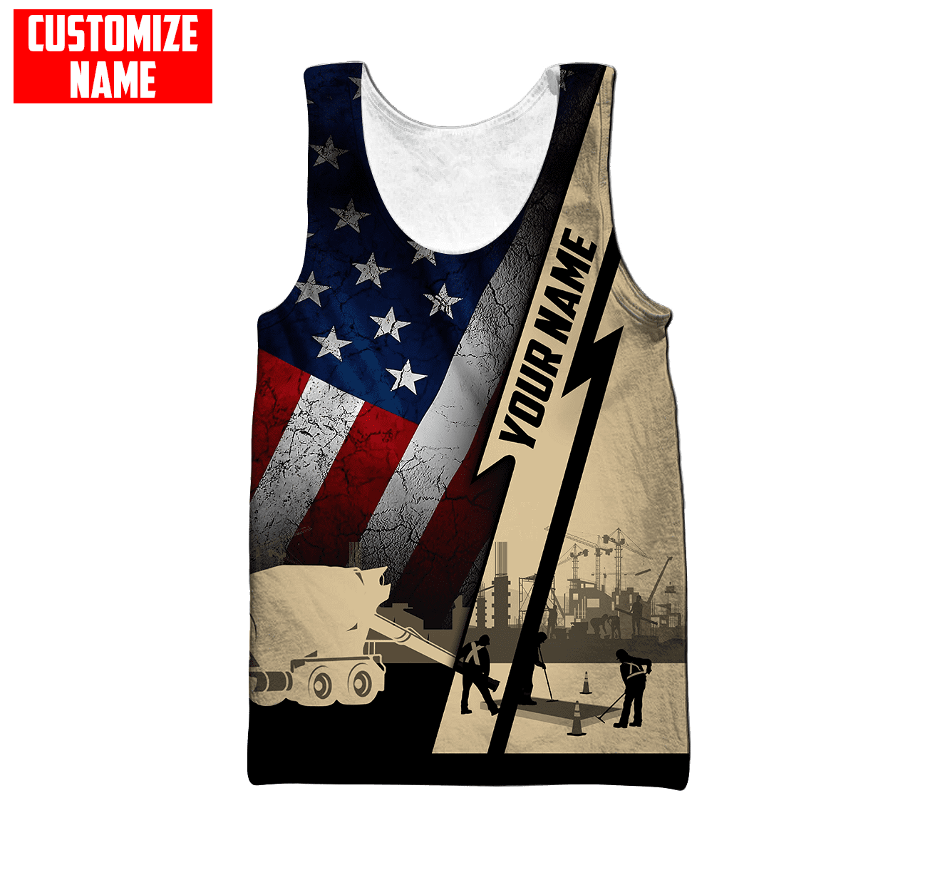 US Concrete Finisher Custom name 3D printed shirts