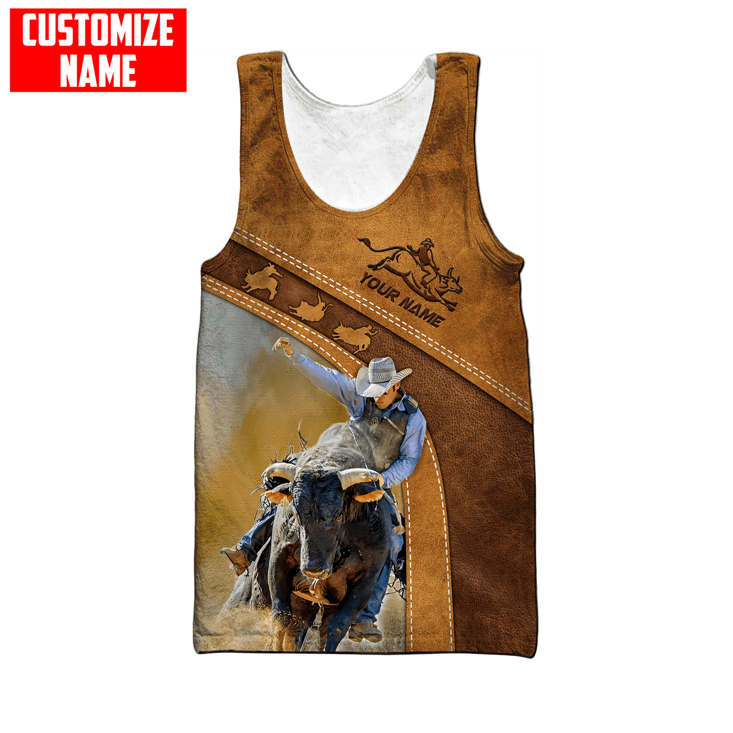 Tmarc Tee Personalized Name Bull Riding 3D All Over Printed Unisex Shirts Brown Bull Ver 2