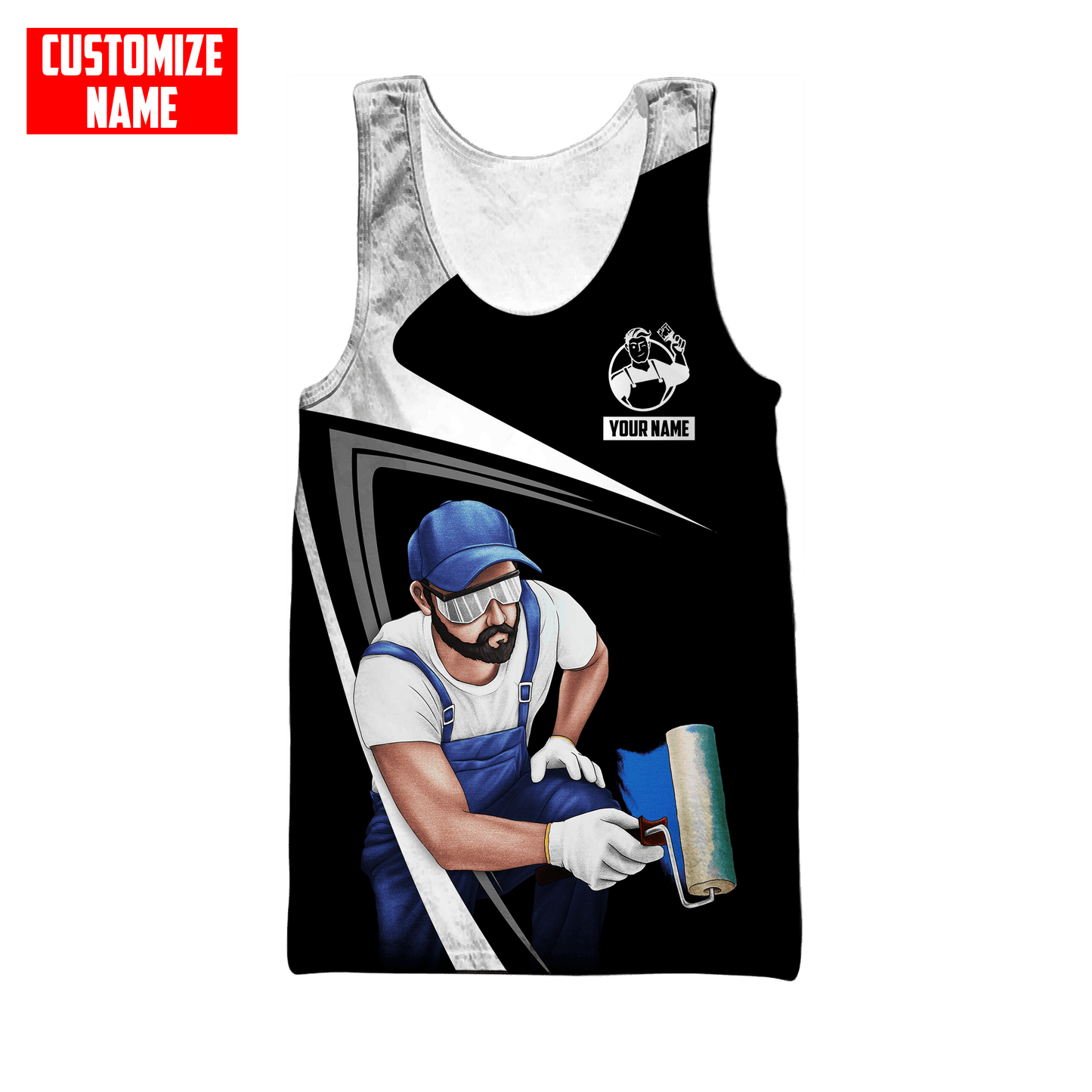 Tmarc Tee Personalized Name Painter 3D All Over Printed Unisex Black Shirts 