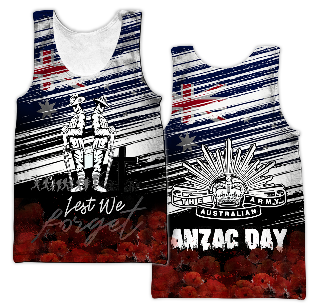 Anzac day Lest we forget Soldier 3D print shirts
