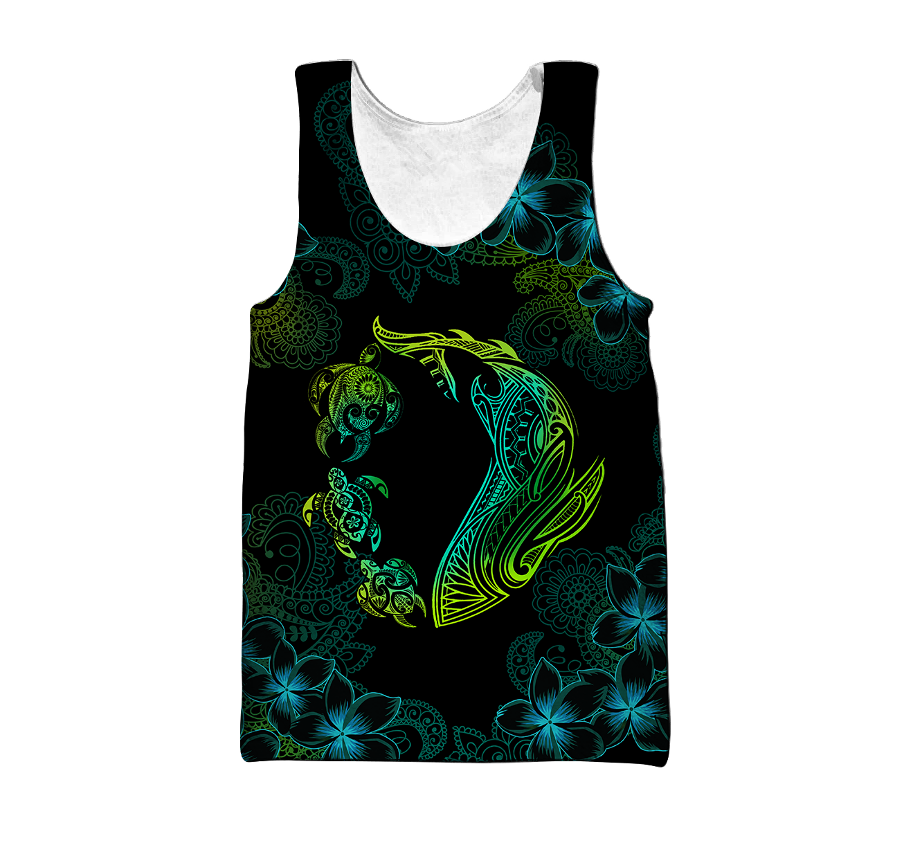 Turtle And Shark Habiscus Hawaii 3D Unisex Shirt