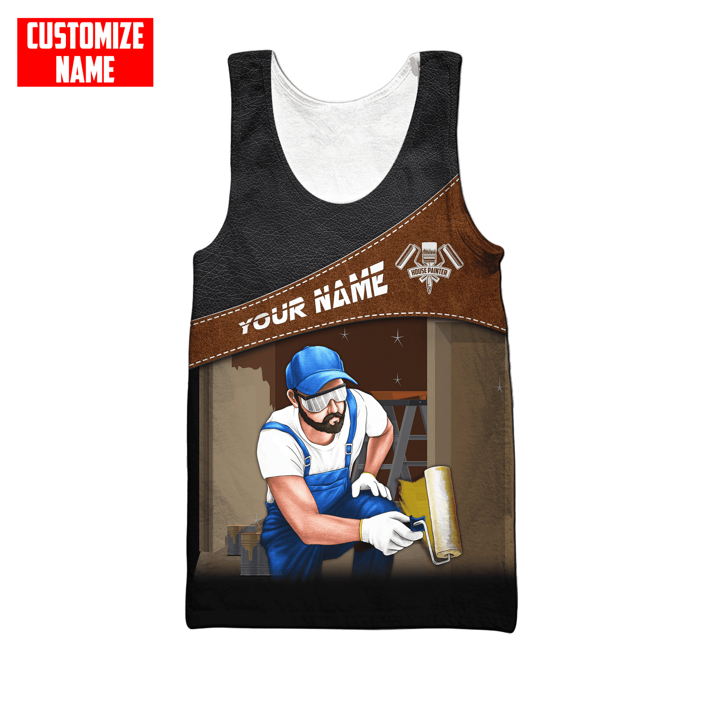 Tmarc Tee Personalized Name Painter 3D All Over Printed Unisex Shirts Leather Texture