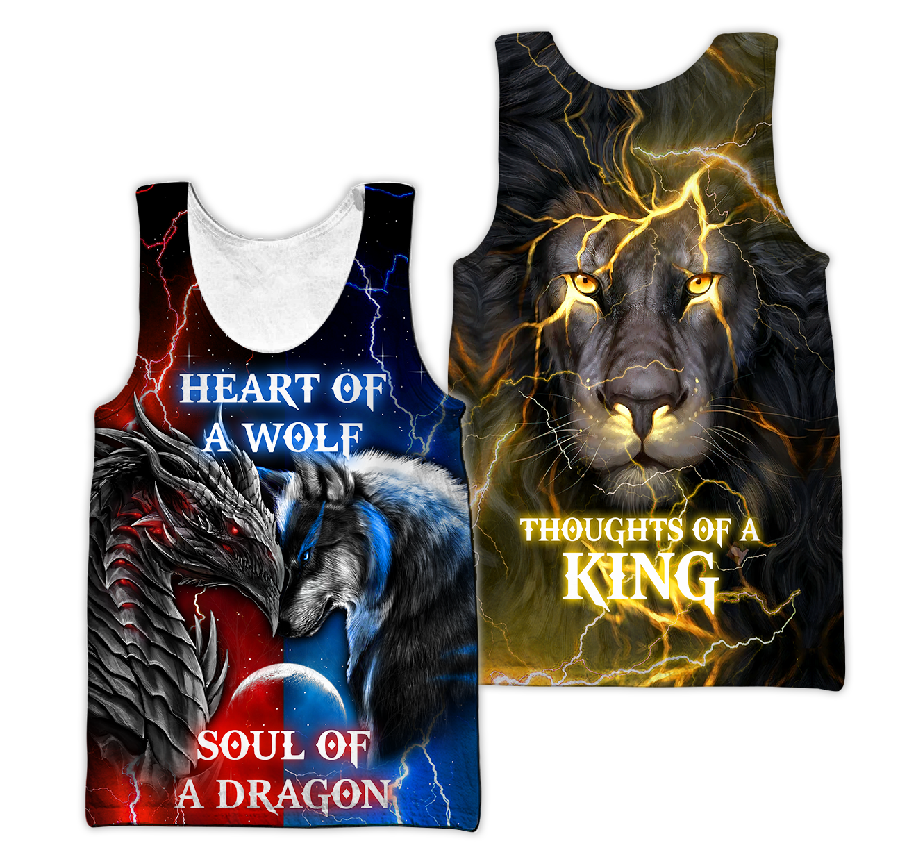 The Power Of Three Souls Dragon Wolf Lion 3D All Over Printed Unisex Shirts