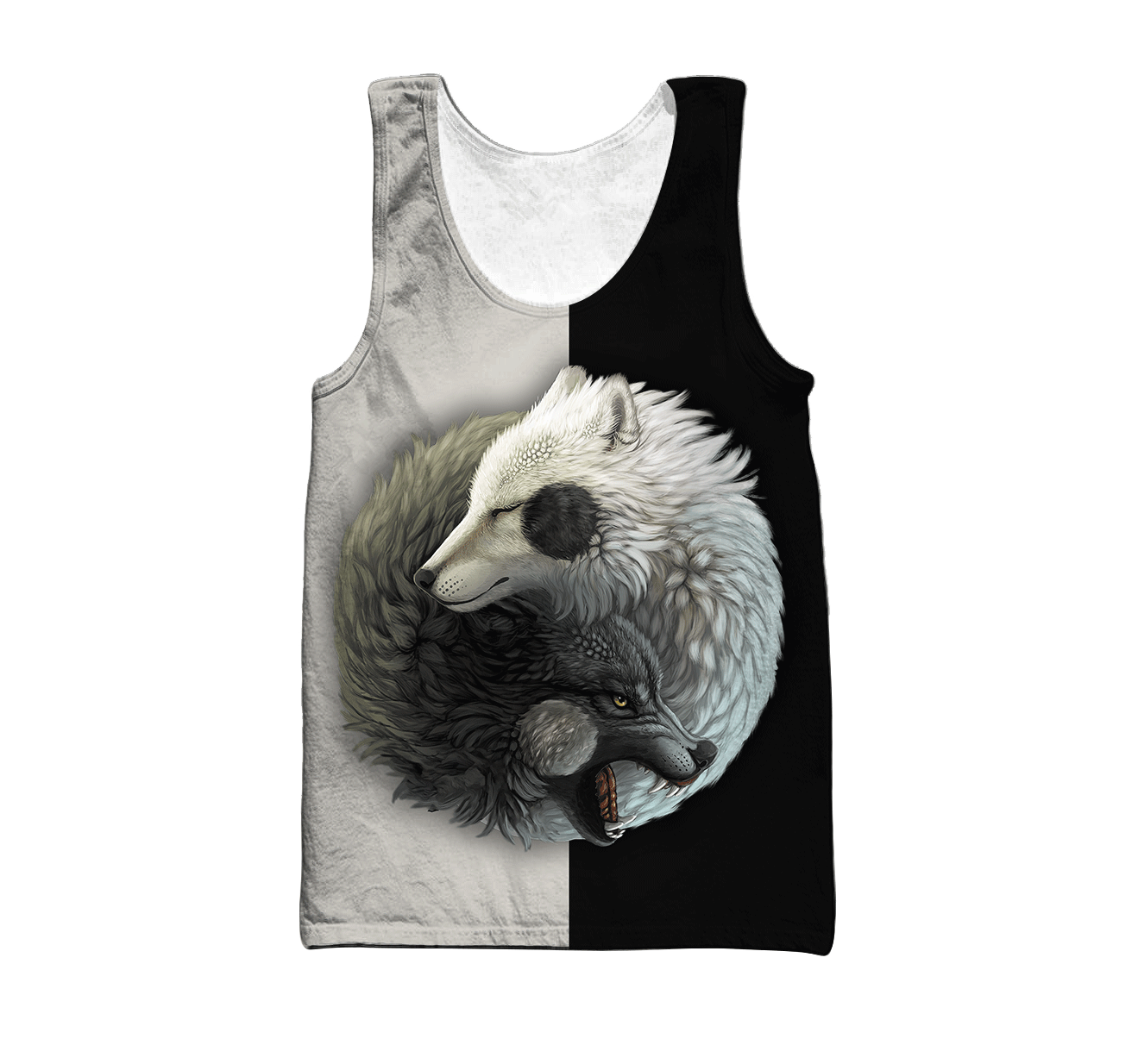 Wolf Yin and Yang 3D All Over Printed Unisex Deluxe Hoodie ML