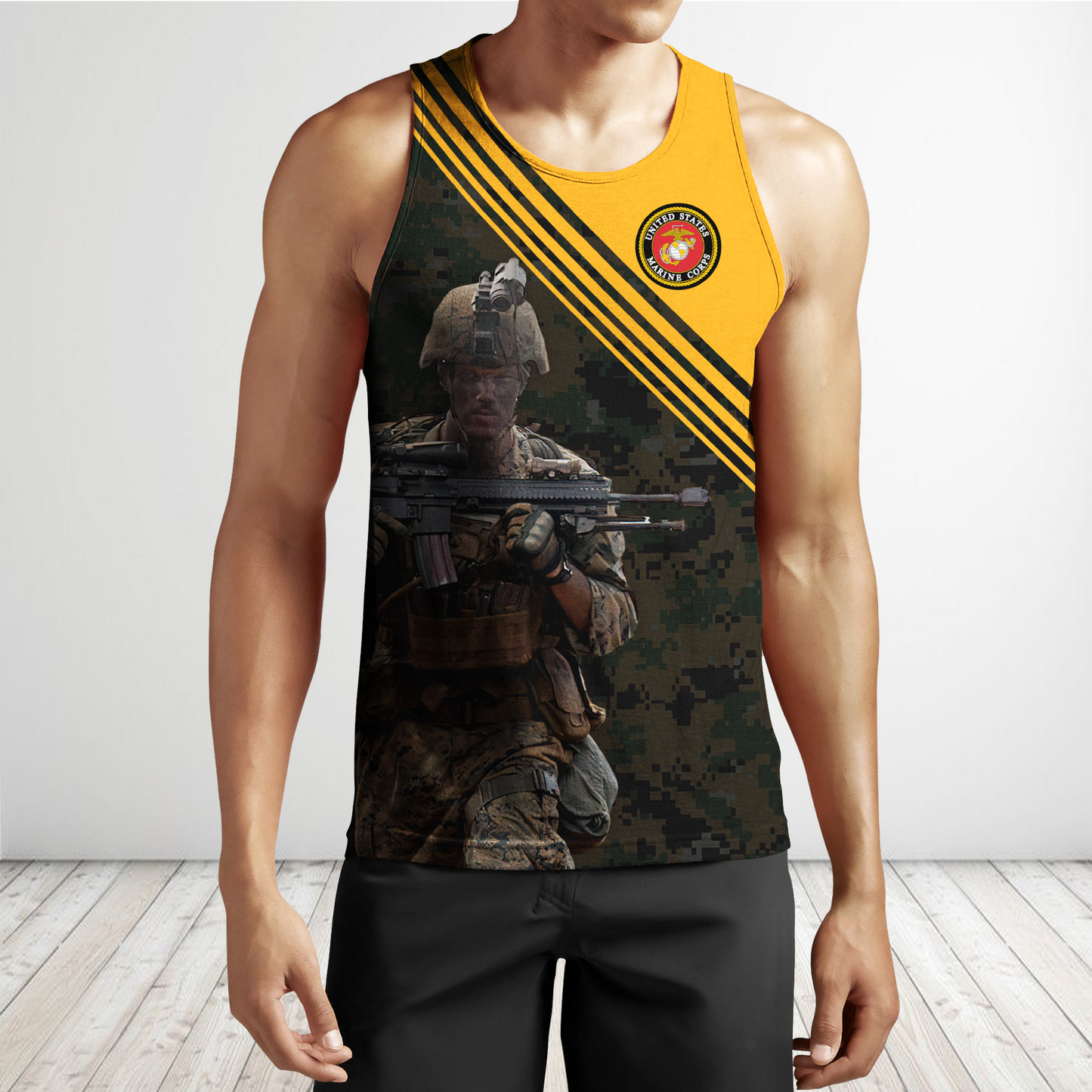 American US Marine Over Printed Unisex Deluxe Hoodie ML