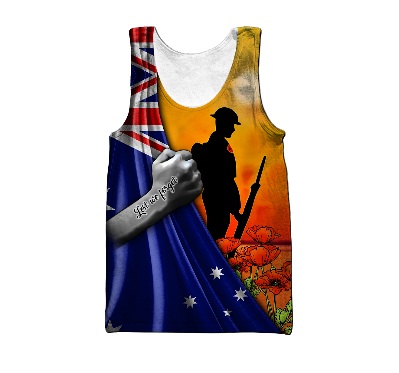 Tmarc Tee Lest we forget Australia Flag Old Soldier 3D printed shirt
