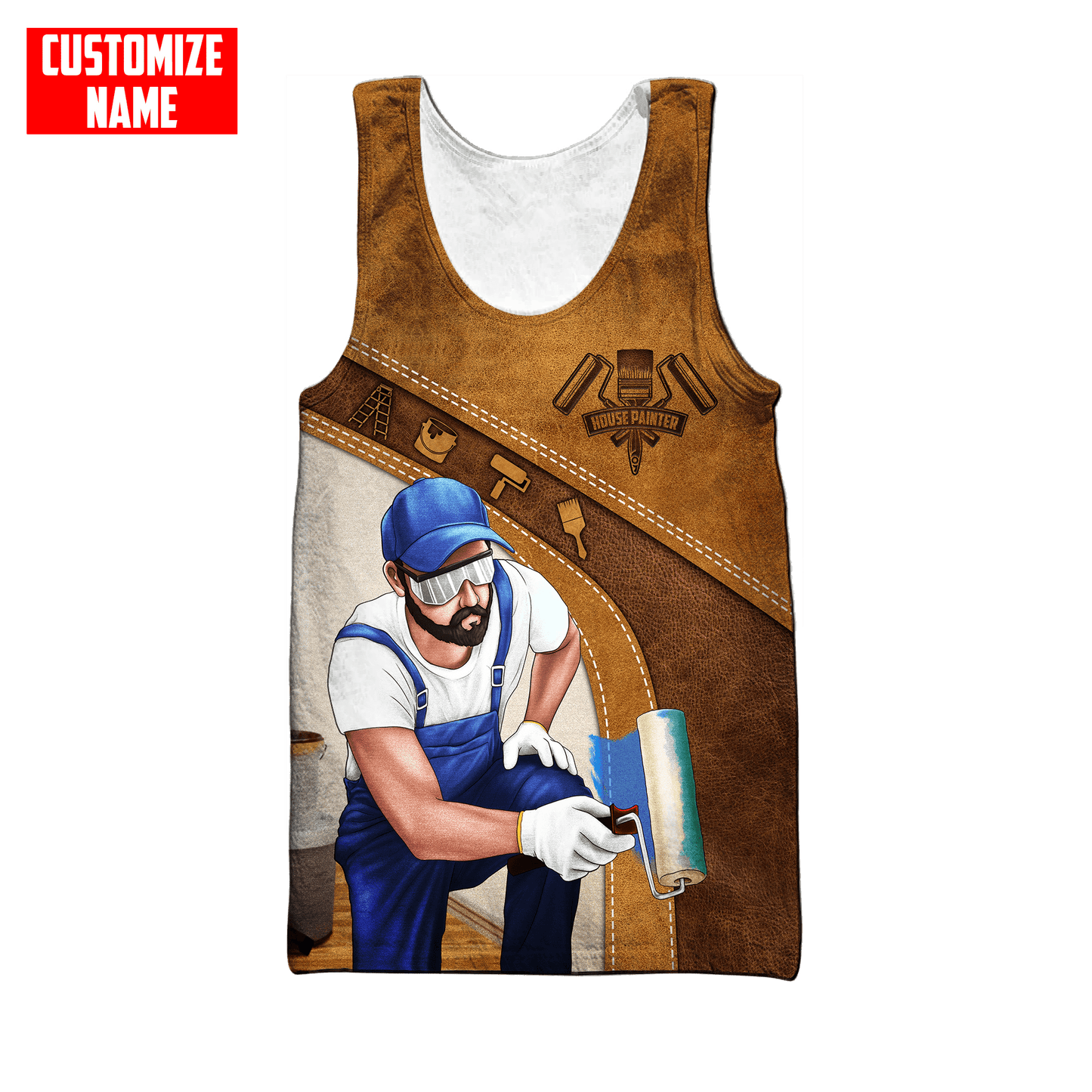 Tmarc Tee Personalized Name Painter 3D All Over Printed Unisex Shirts Brown Leather