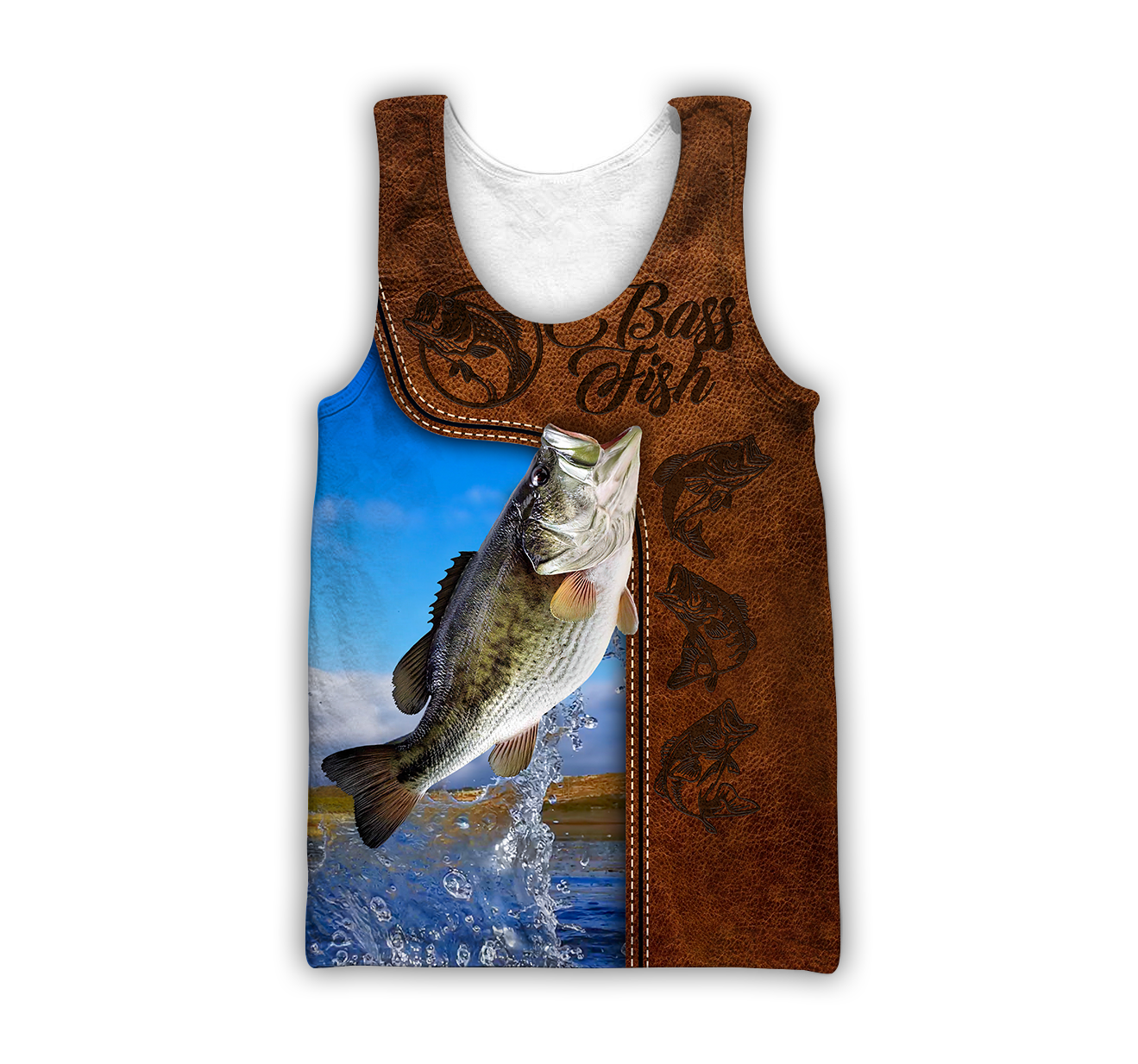 Bass Fishing water camo Cosplay leather 3D print shirts