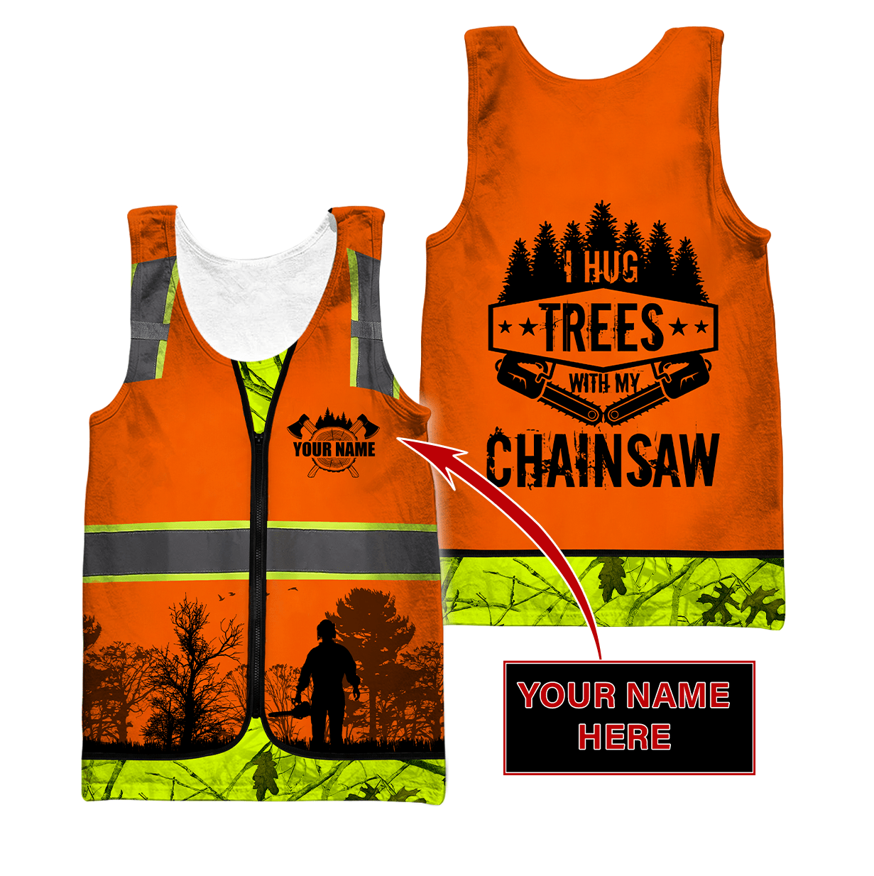 3D Chainsaw Logger Custom Name Unisex Shirts