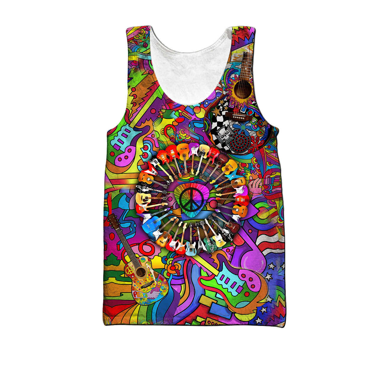 Amazing Guitar Hippie Color Hawaii Shirt ML