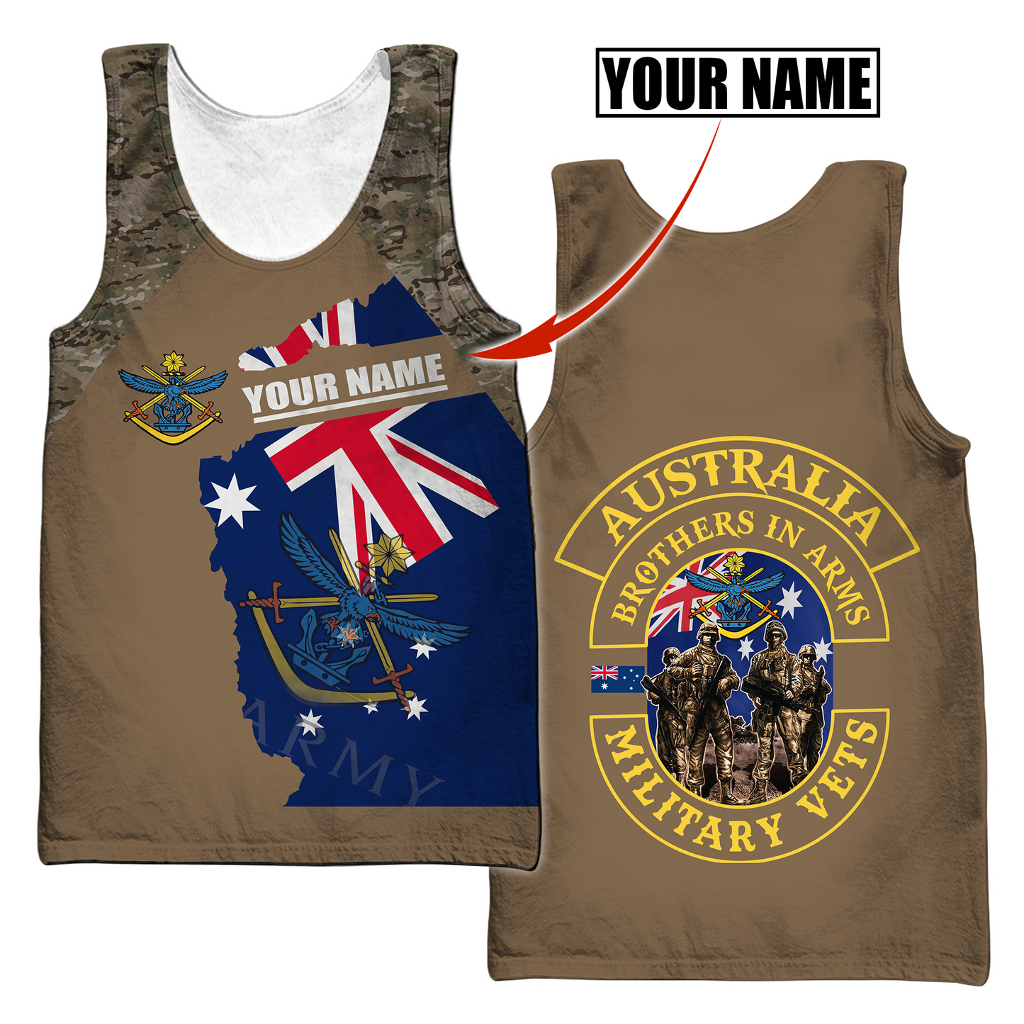 Tmarc Tee Custom name Australia Army Brothers in arms AU 3D print shirts