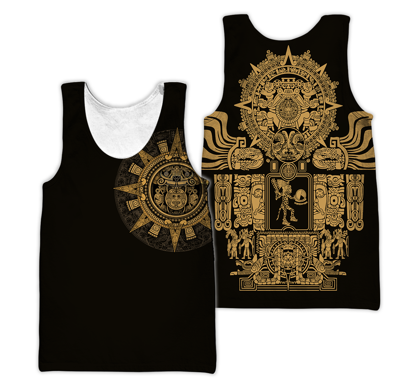 Aztec Mexican Yellow 3D All Over Printed Unisex Shirts no2