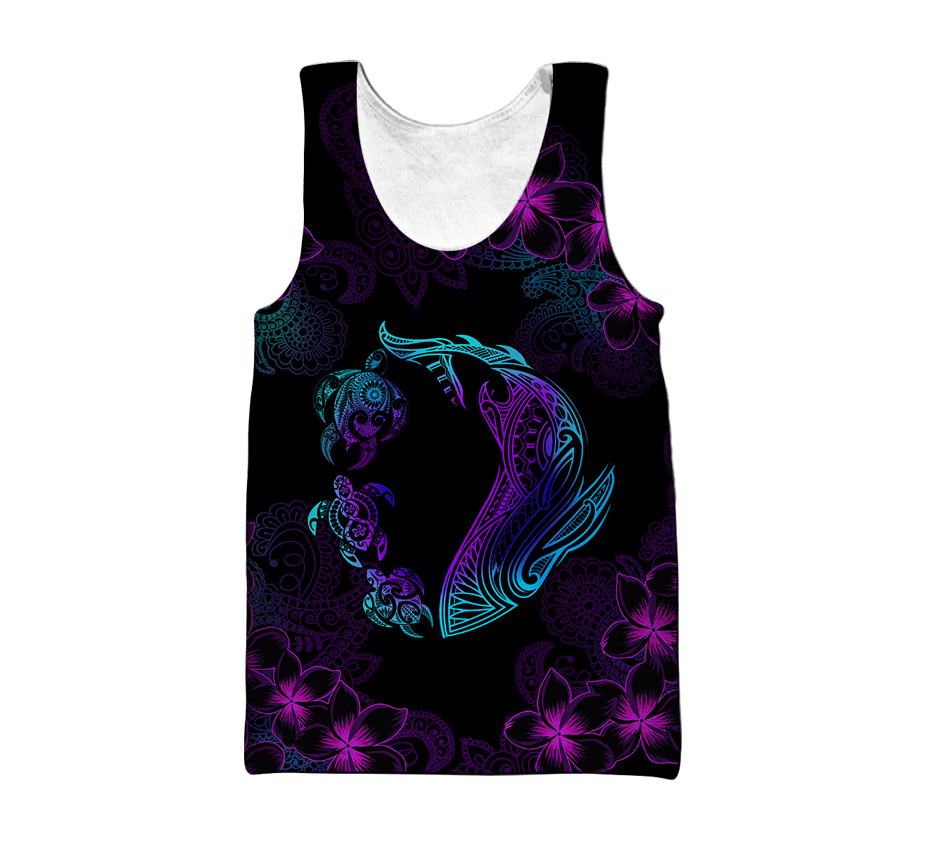 Turtle And Shark Habiscus Hawaii 3D Unisex Shirt