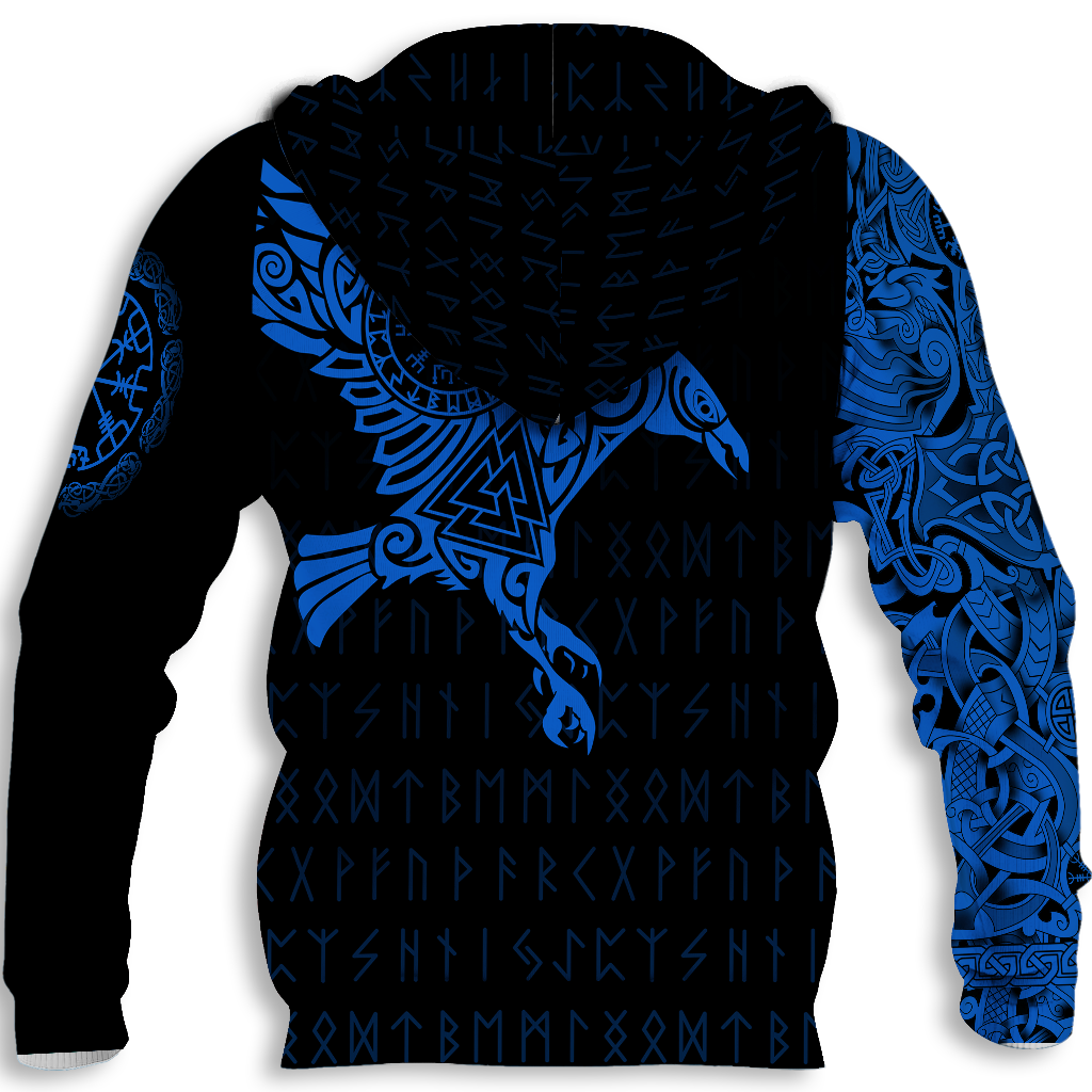 Vikings - The Raven of Odin Tattoo Blue - Amaze Style™-Apparel