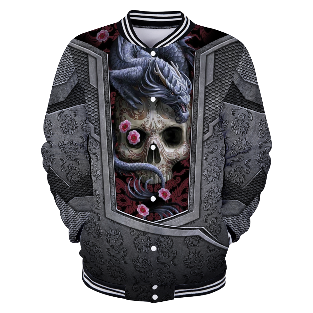 3D Tattoo and Dungeon Dragon Hoodie HAC020110-Apparel-NM-Baseball jacket-S-Vibe Cosy™