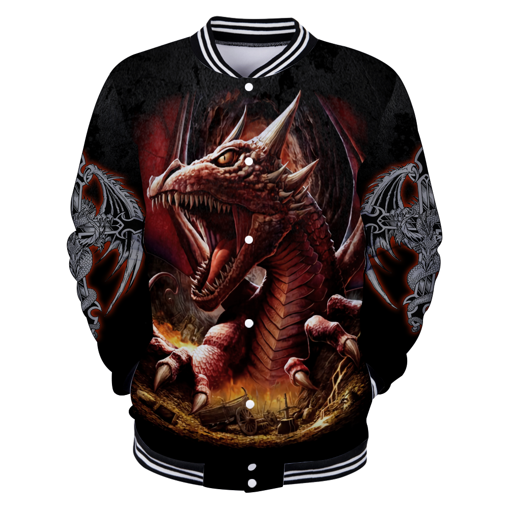 3D Armor Tattoo and Dungeon Dragon Hoodie HAC140101-Apparel-NM-Baseball jacket-S-Vibe Cosy™