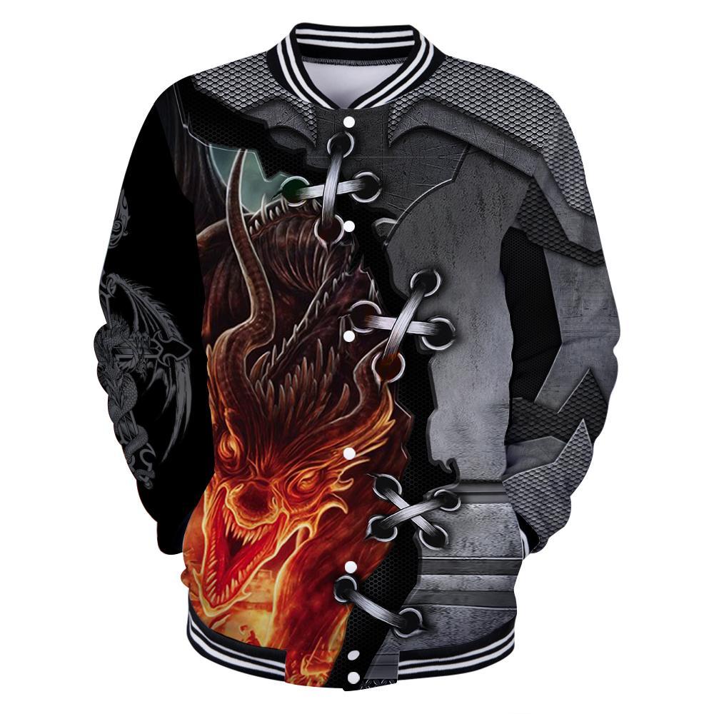 3D Tattoo and Dungeon Dragon Hoodie HAC111202-Apparel-NM-Baseball jacket-S-Vibe Cosy™