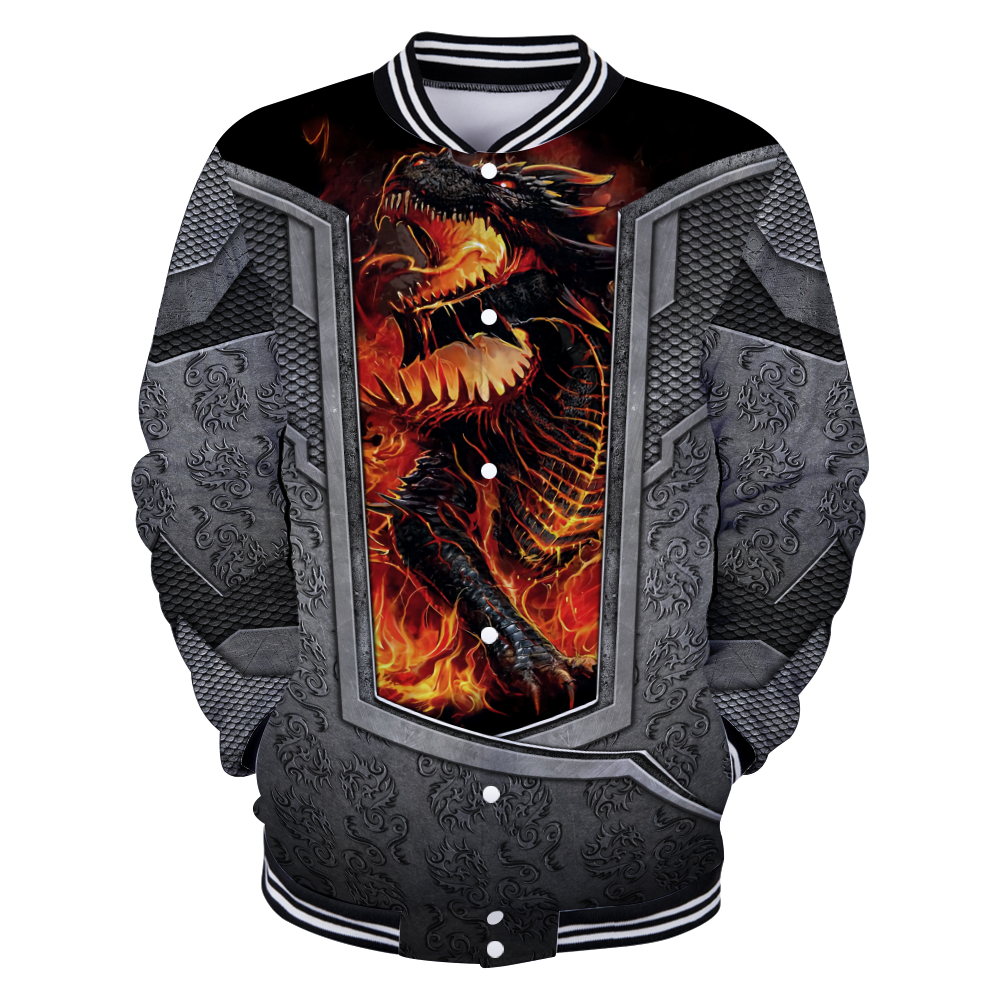 3D Tattoo and Dungeon Dragon Hoodie HAC27126-Apparel-NM-Baseball jacket-S-Vibe Cosy™