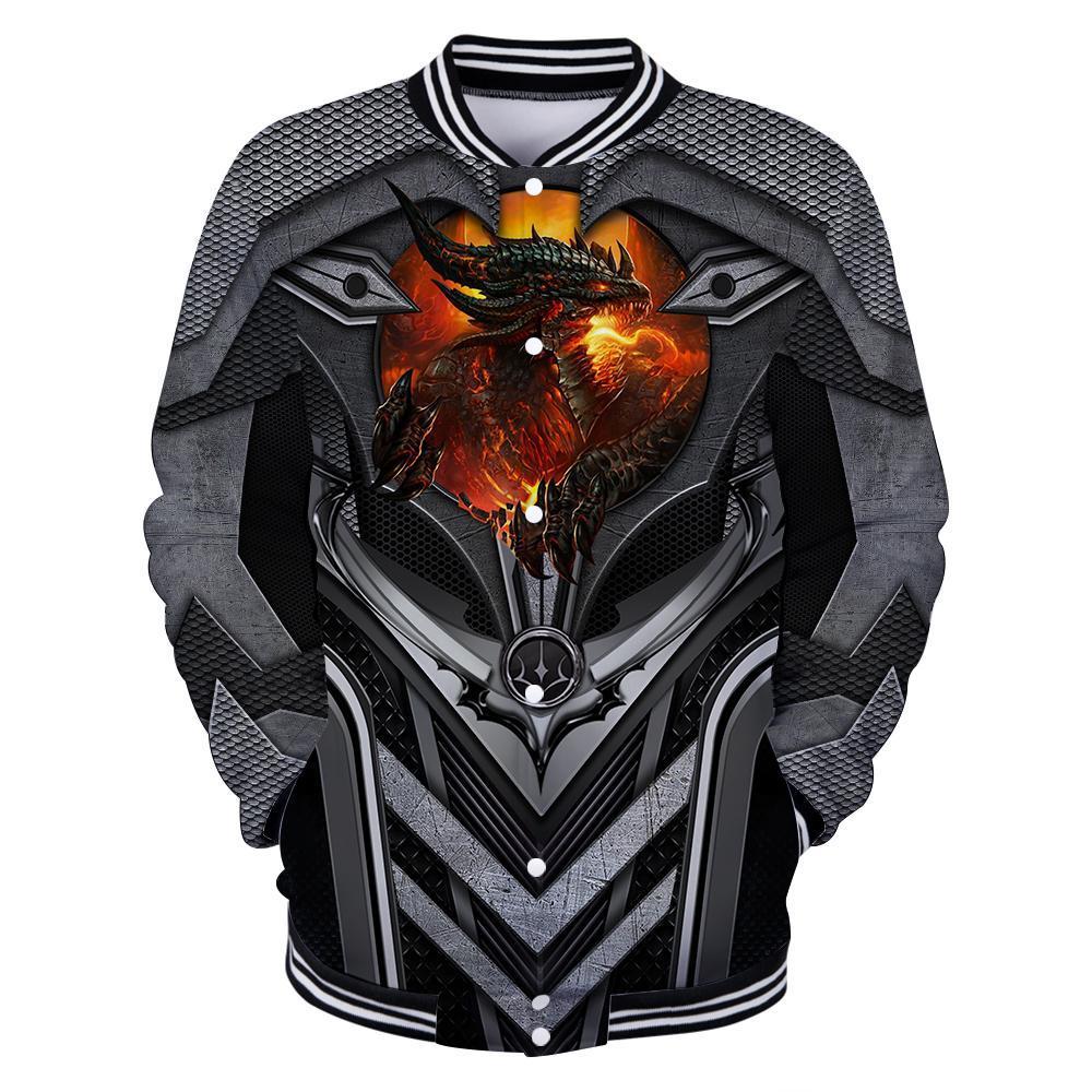 3D Tattoo and Dungeon Dragon Hoodie HAC101202-Apparel-NM-Baseball jacket-S-Vibe Cosy™