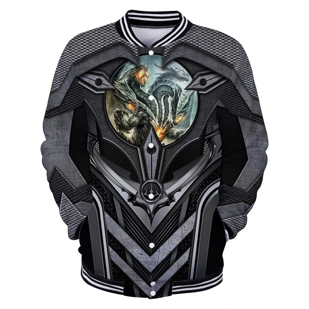 3D Tattoo and Dungeon Dragon Hoodie HAC101203-Apparel-NM-Baseball jacket-S-Vibe Cosy™