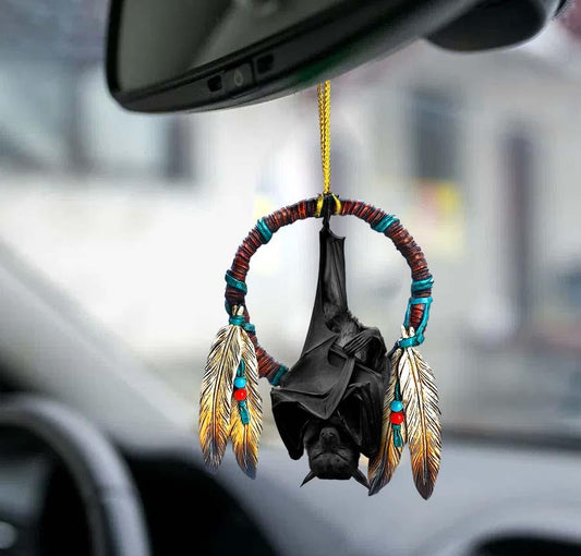 Bat native circle two sided ornament