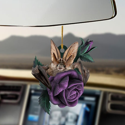 Bat purple rose two sided ornament