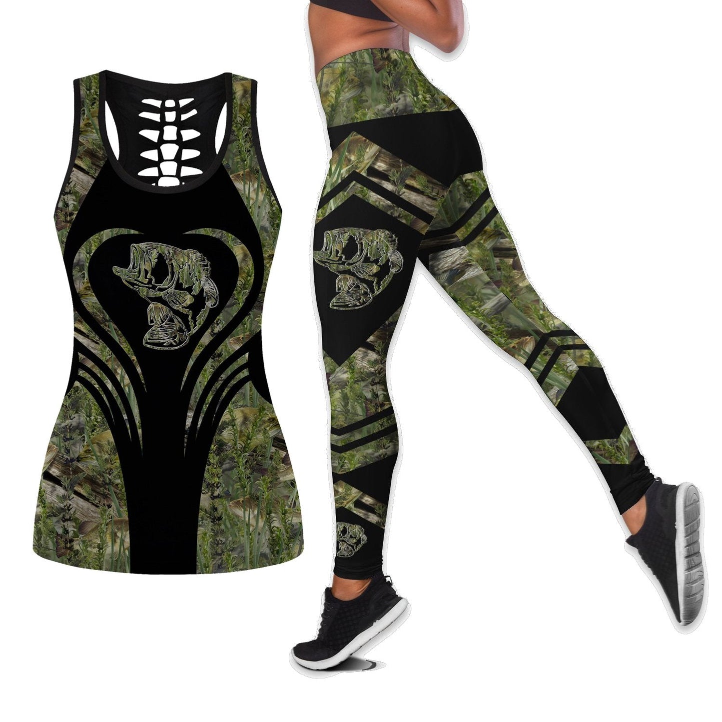 Beautiful Camo Bass Fishing Combo Legging + Tank HC27513 - Amaze Style™-Apparel