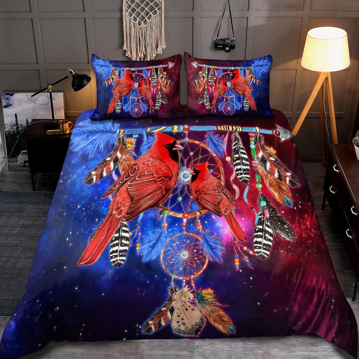 Beautiful Cardinal Birds Dreamcatcher Bedding Set