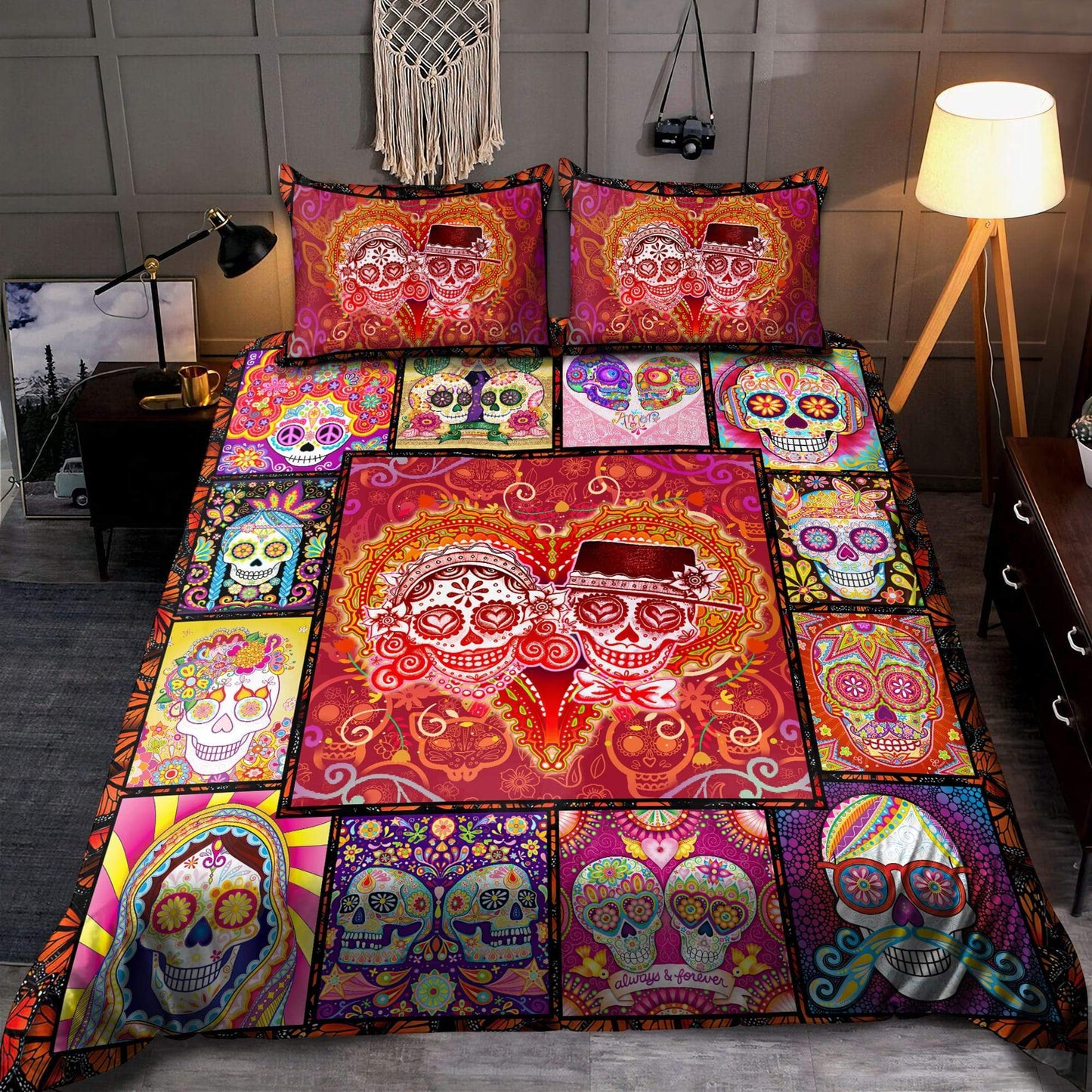 Sugar Skull Couple Bedding Set AM082028