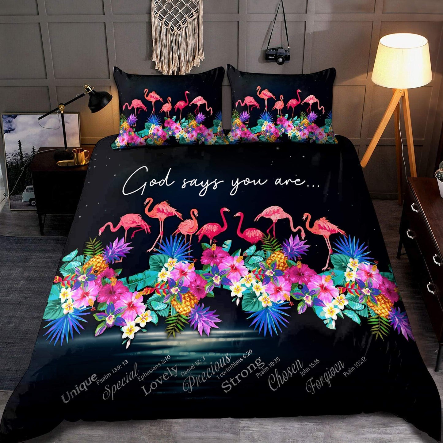 Tropical Flamingo God Says You Are Bedding Set AM082049-MEI