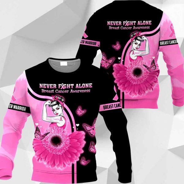 3D Breast Cancer Never Fight Alone Sunflower Girl Hoodie T-Shirt Sweatshirt SU110307 - Amaze Style™-Apparel