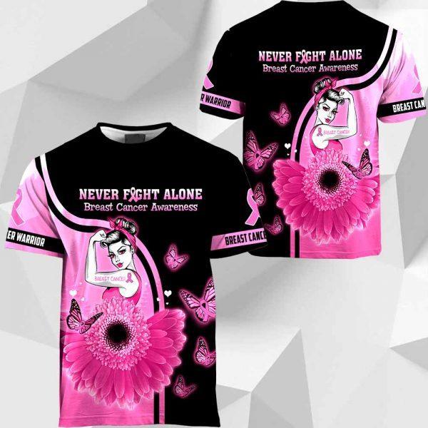 3D Breast Cancer Never Fight Alone Sunflower Girl Hoodie T-Shirt Sweatshirt SU110307 - Amaze Style™-Apparel