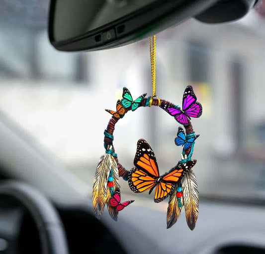 Butterfly native circle two sided ornament