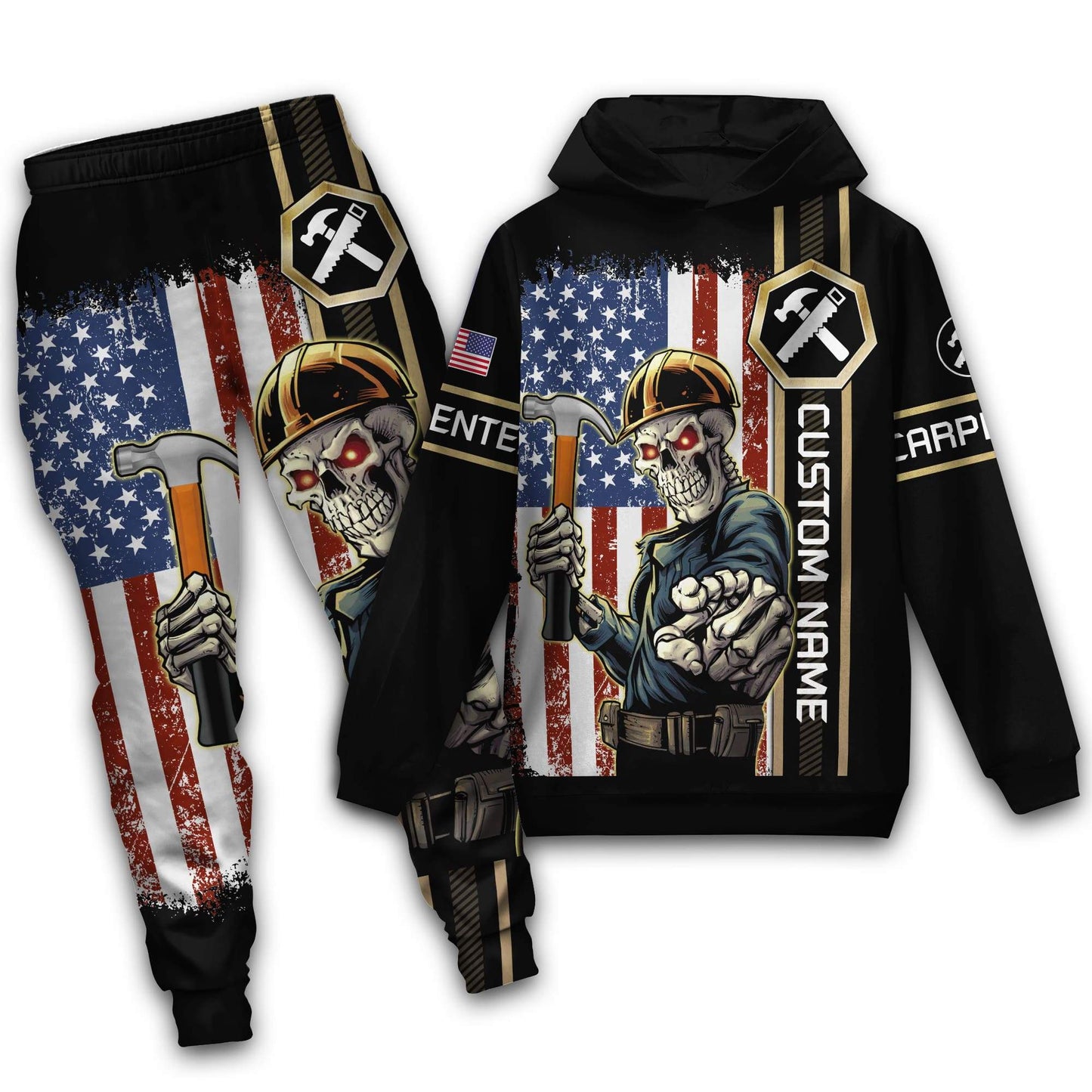 Tmarctee Customized Name Carpenter 3D All Over Printed Combo Hoodie + Sweatpant C12 DD25052103