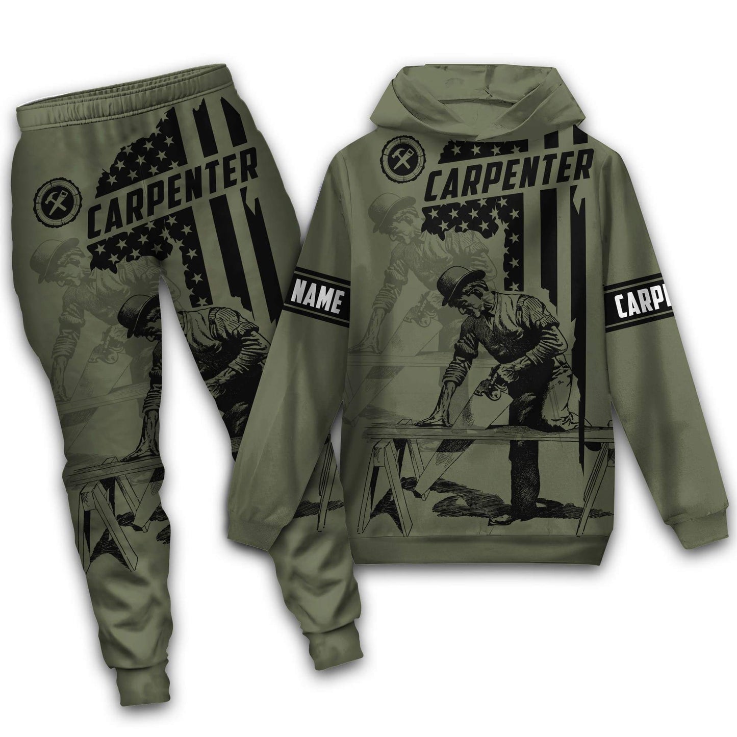 Tmarctee Customized Name Carpenter 3D All Over Printed Combo Hoodie + Sweatpant C14 NTN11092101