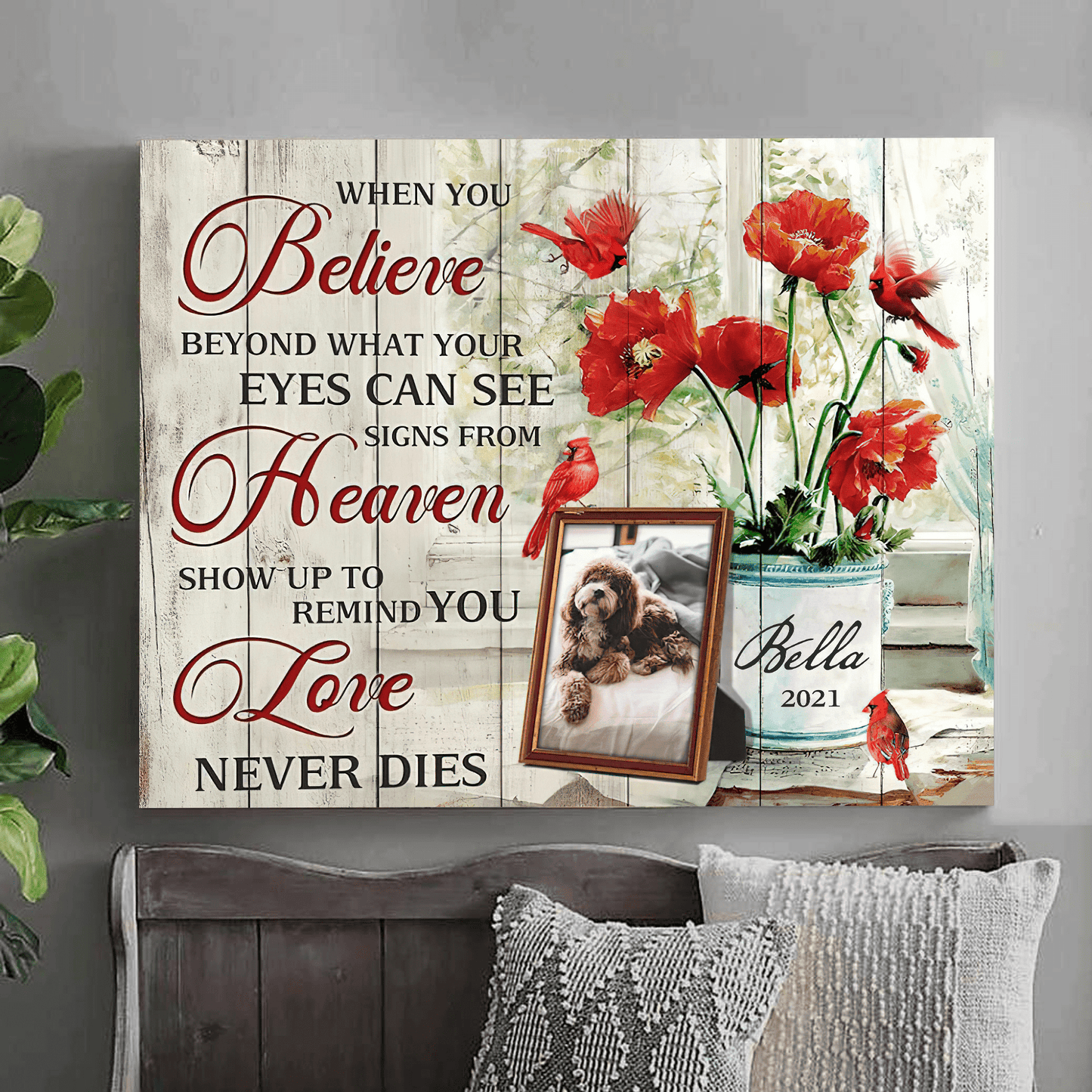 When You Believe Beyond What Your Eyes Can See Signs From Heaven Pet Picture Frame Canvas Memorial Gifts