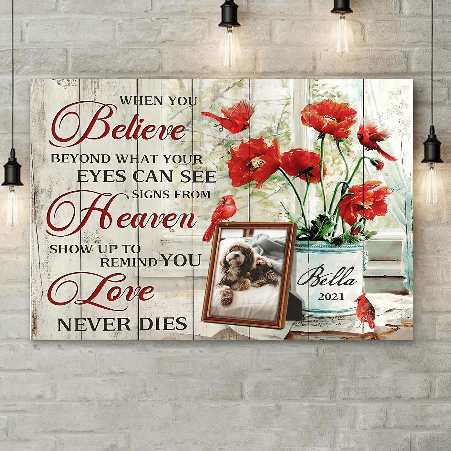 When You Believe Beyond What Your Eyes Can See Signs From Heaven Pet Picture Frame Canvas Memorial Gifts