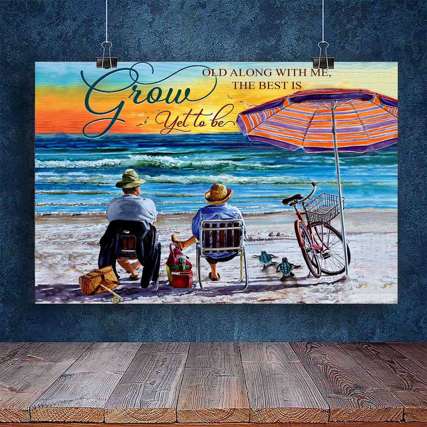 Canvas Wall Art Print Wall Decor - Beach- Turtle - Grow Along With Me The Best Is Yet To Be XT